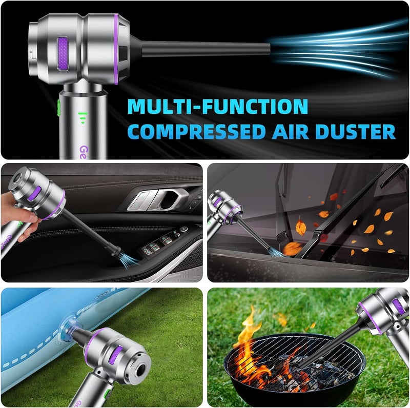 GenTant Car Vacuum Portable Cordless, 18000PA Portable Vacuum Cordless, High Power Air Duster with Brushless Motor, Type-C Charge, 3 in 1 Small Vacuum Cleaner for Car, Home, Office, Pet Hair - Image 4